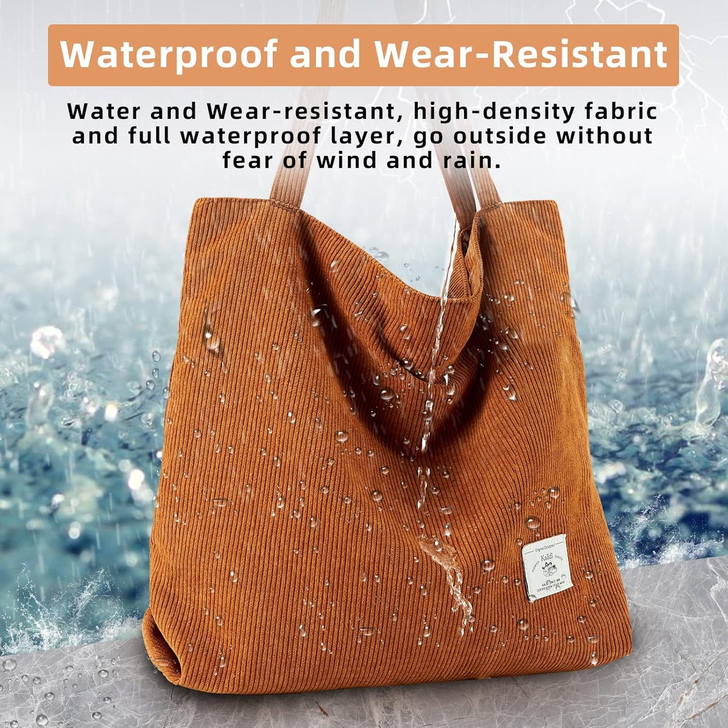 KALIDI Women Corduroy Tote Bag Zipper Casual Tote's Handbag Big Capacity Shoulder Bag with Pockets - TropiGlobe storeTropiGlobe