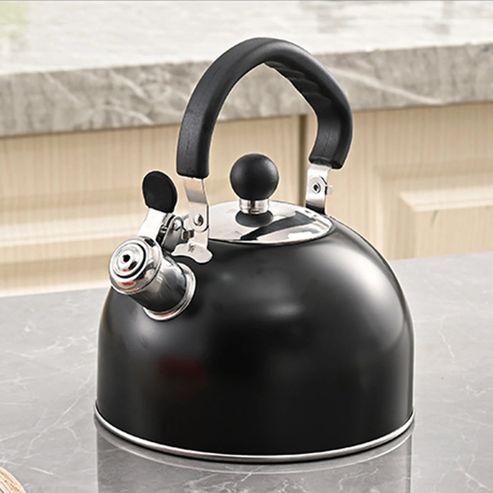 2.5L Stainless Steel Whistling Kettle with Folding Handle Modern Cookware Tea Maker for Indoor BBQ Fishing Camping Hiking