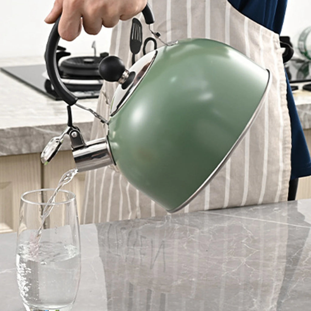 2.5L Stainless Steel Whistling Kettle with Folding Handle Modern Cookware Tea Maker for Indoor BBQ Fishing Camping Hiking