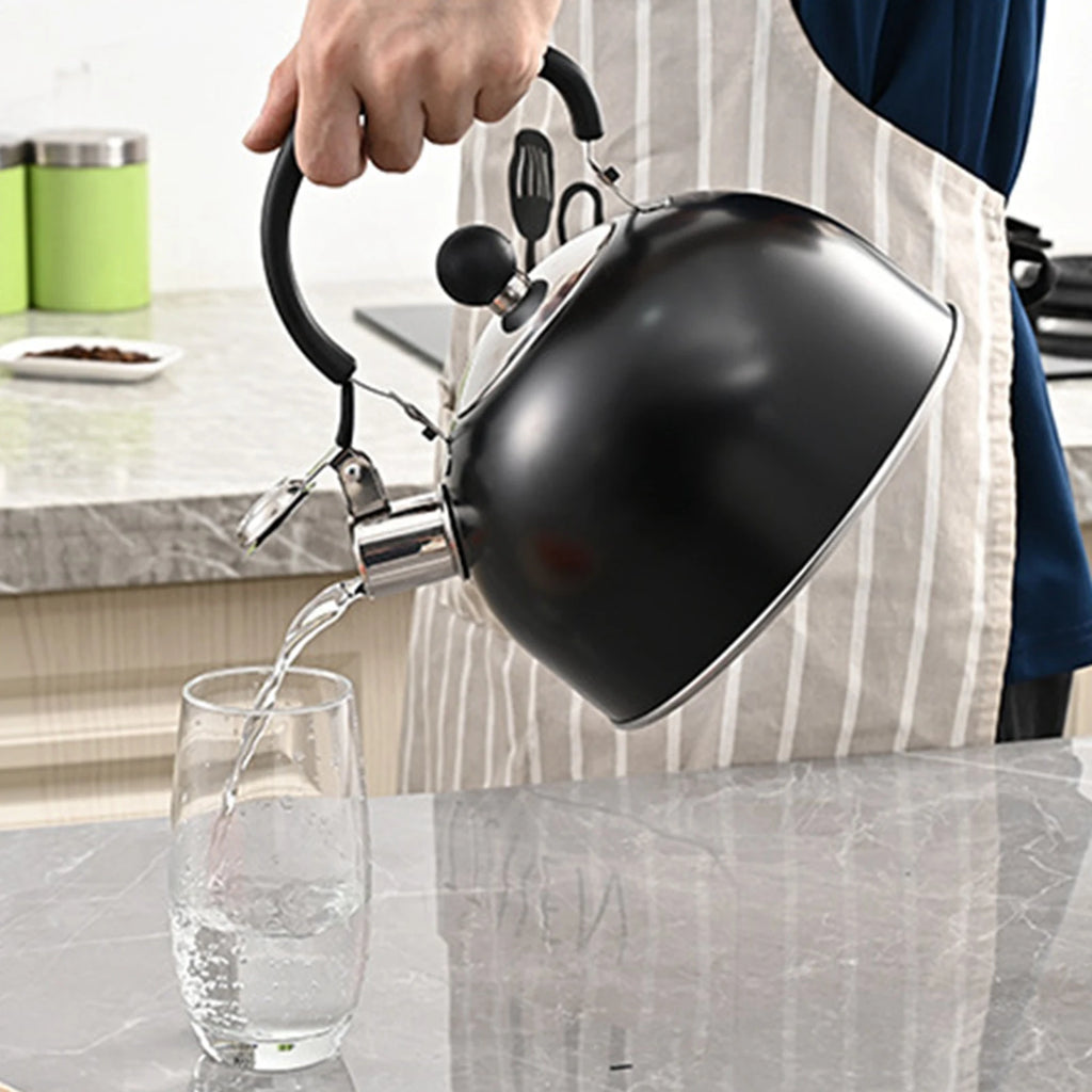 2.5L Stainless Steel Whistling Kettle with Folding Handle Modern Cookware Tea Maker for Indoor BBQ Fishing Camping Hiking