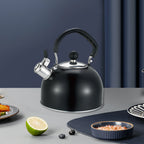 2.5L Stainless Steel Whistling Kettle with Folding Handle Modern Cookware Tea Maker for Indoor BBQ Fishing Camping Hiking