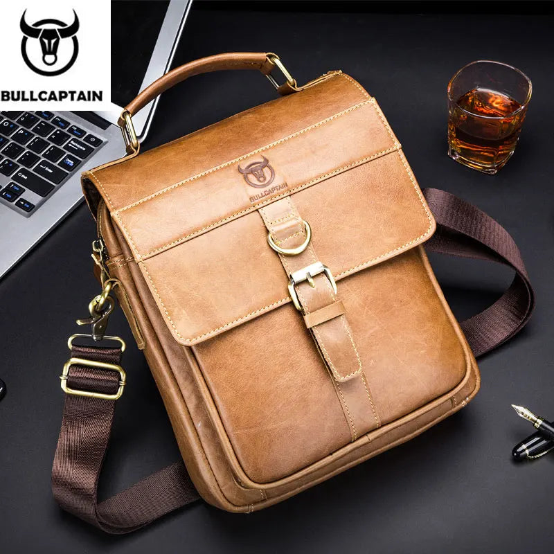 Men's Leather Shoulder Bag, Retro Business Crossbody Bag, Large Capacity Fashion Casual Youth Student Handbag