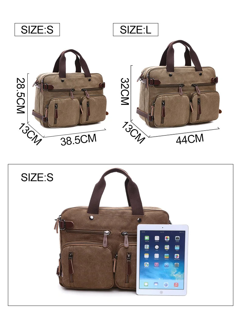 Men Canvas Briefcase Travel Bags Suitcase Classic Messenger Shoulder Bag for men Tote Handbag Big Casual Business Laptop Pocket