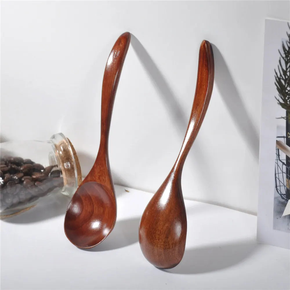 Wooden Spoon Cooking Spoon Bamboo Wave Pattern Kitchen Cooking Utensil Tool Soup Teaspoon Catering for Kitchen Dessert Tableware