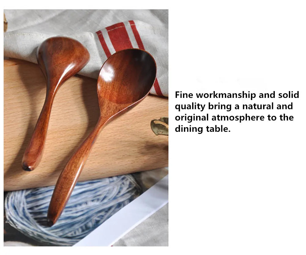 Wooden Spoon Cooking Spoon Bamboo Wave Pattern Kitchen Cooking Utensil Tool Soup Teaspoon Catering for Kitchen Dessert Tableware