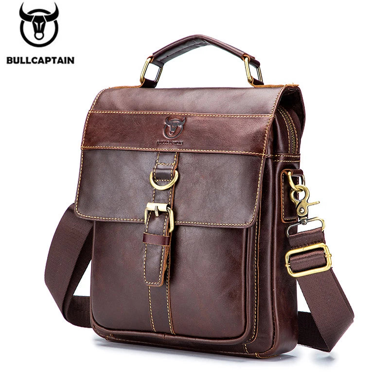 Men's Leather Shoulder Bag, Retro Business Crossbody Bag, Large Capacity Fashion Casual Youth Student Handbag