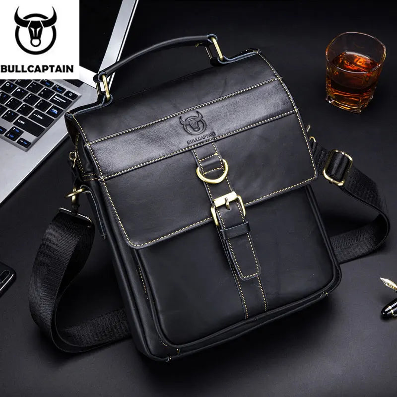 Men's Leather Shoulder Bag, Retro Business Crossbody Bag, Large Capacity Fashion Casual Youth Student Handbag