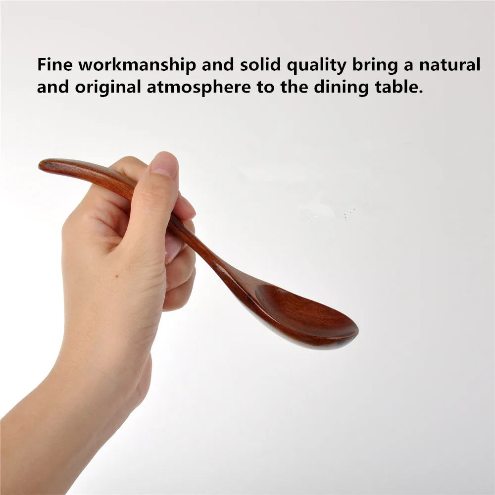 Wooden Spoon Cooking Spoon Bamboo Wave Pattern Kitchen Cooking Utensil Tool Soup Teaspoon Catering for Kitchen Dessert Tableware