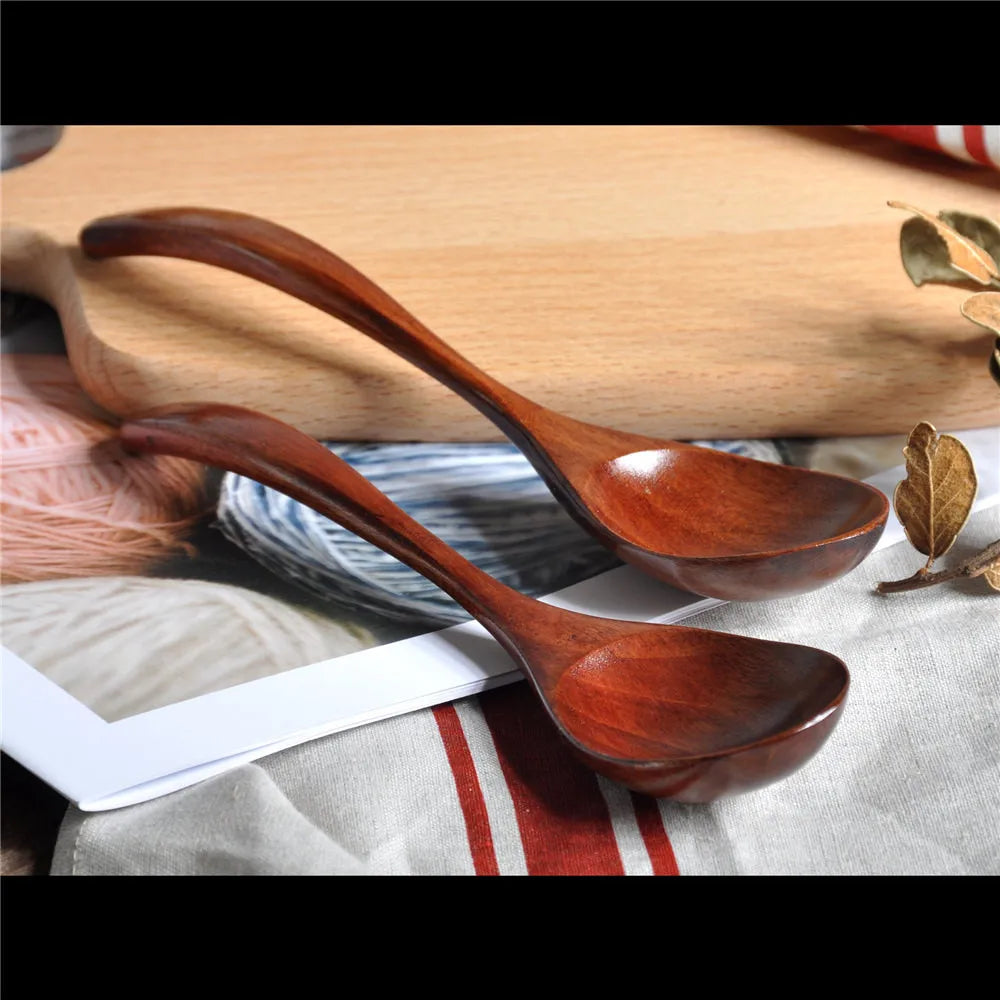 Wooden Spoon Cooking Spoon Bamboo Wave Pattern Kitchen Cooking Utensil Tool Soup Teaspoon Catering for Kitchen Dessert Tableware