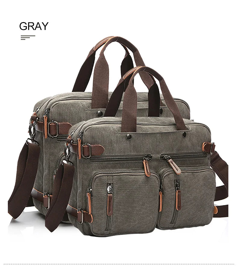 Men Canvas Briefcase Travel Bags Suitcase Classic Messenger Shoulder Bag for men Tote Handbag Big Casual Business Laptop Pocket