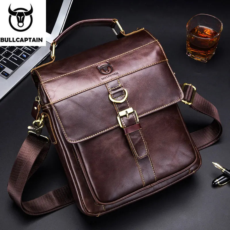 Men's Leather Shoulder Bag, Retro Business Crossbody Bag, Large Capacity Fashion Casual Youth Student Handbag