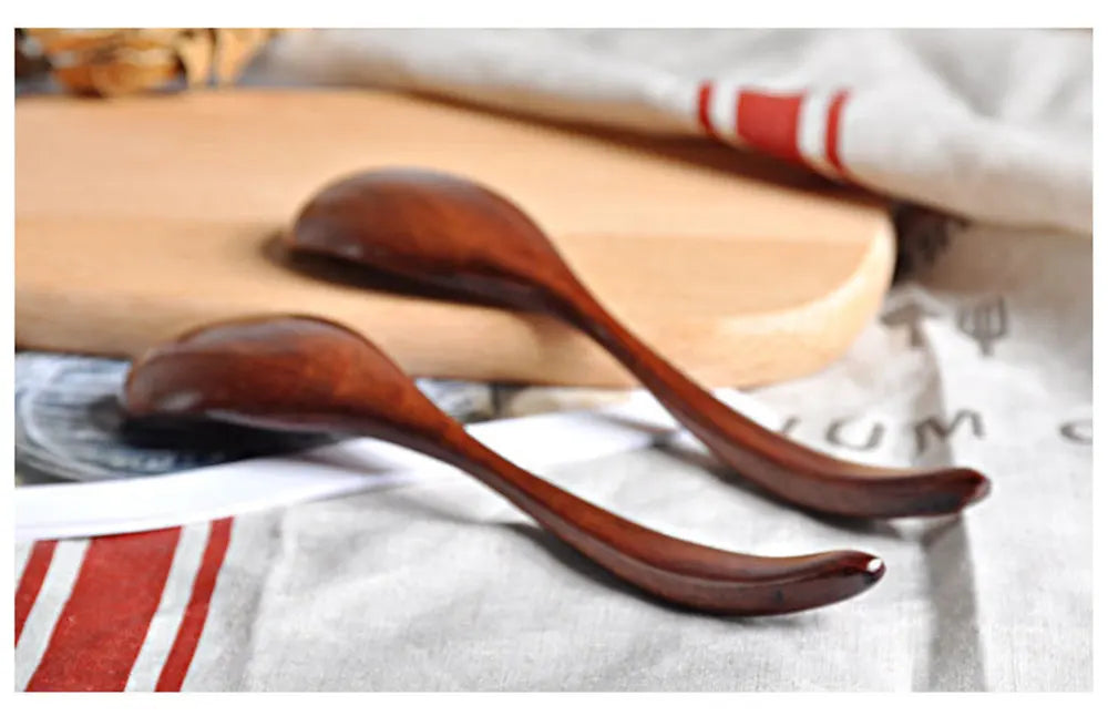Wooden Spoon Cooking Spoon Bamboo Wave Pattern Kitchen Cooking Utensil Tool Soup Teaspoon Catering for Kitchen Dessert Tableware