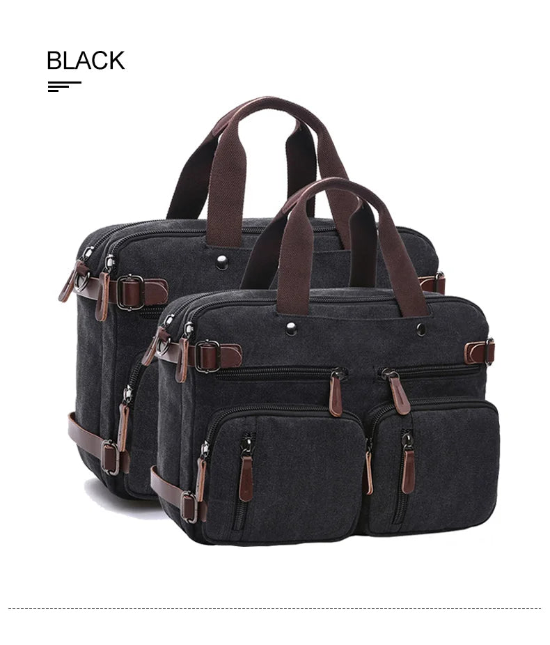 Men Canvas Briefcase Travel Bags Suitcase Classic Messenger Shoulder Bag for men Tote Handbag Big Casual Business Laptop Pocket