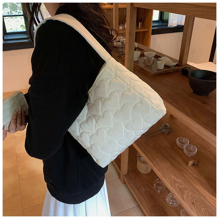 Tote Bags for Women Oxford Luxury Designer Handbags Purse Fashion Heart Winter Small Shoulder Bag Quilted Padded Top Handle Bag