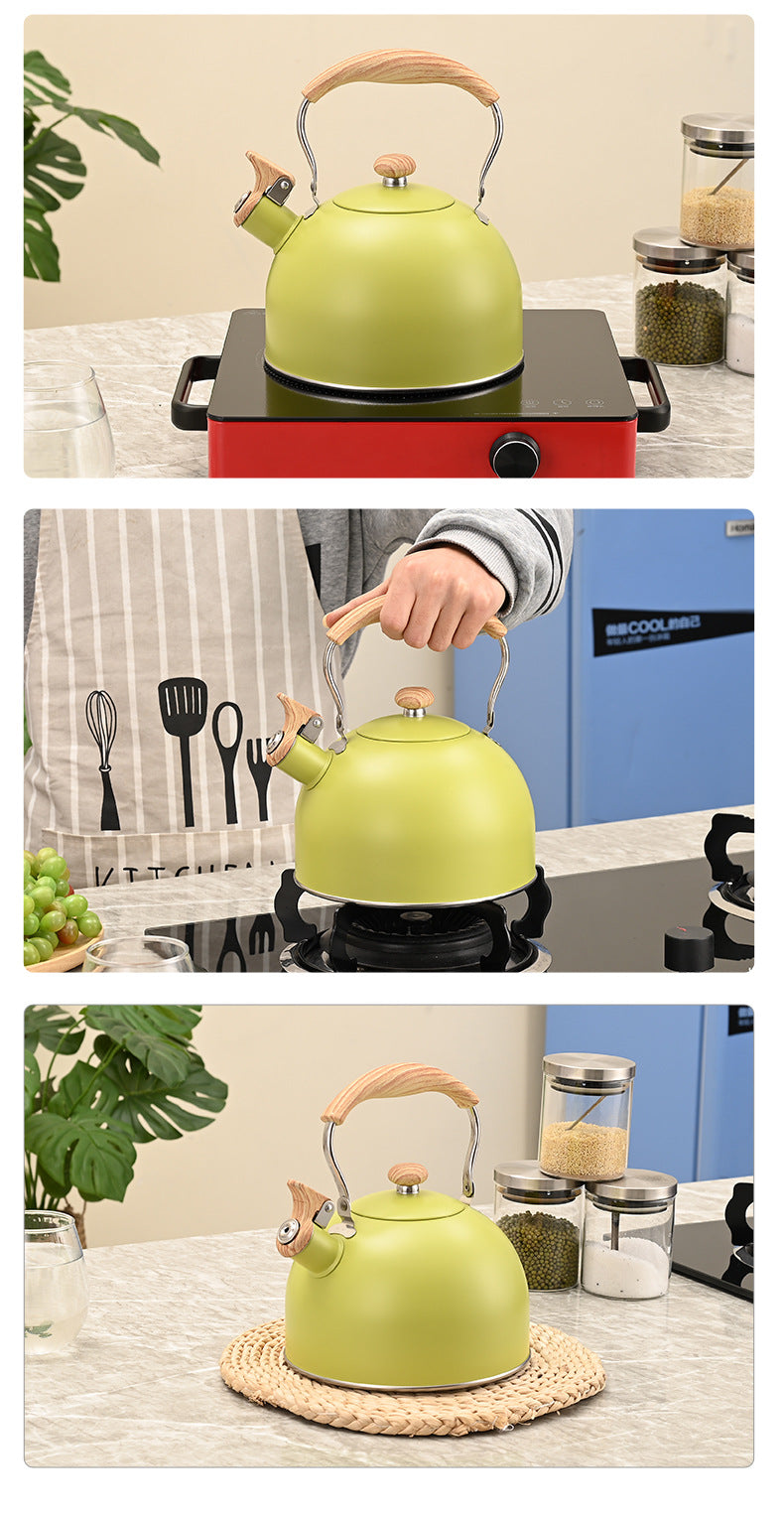 Whistle Kettle Stainless Steel Kettle for Boiling Water Chirping Camping Teapot Folding Handle Teapots to Boil Water Gas Stove