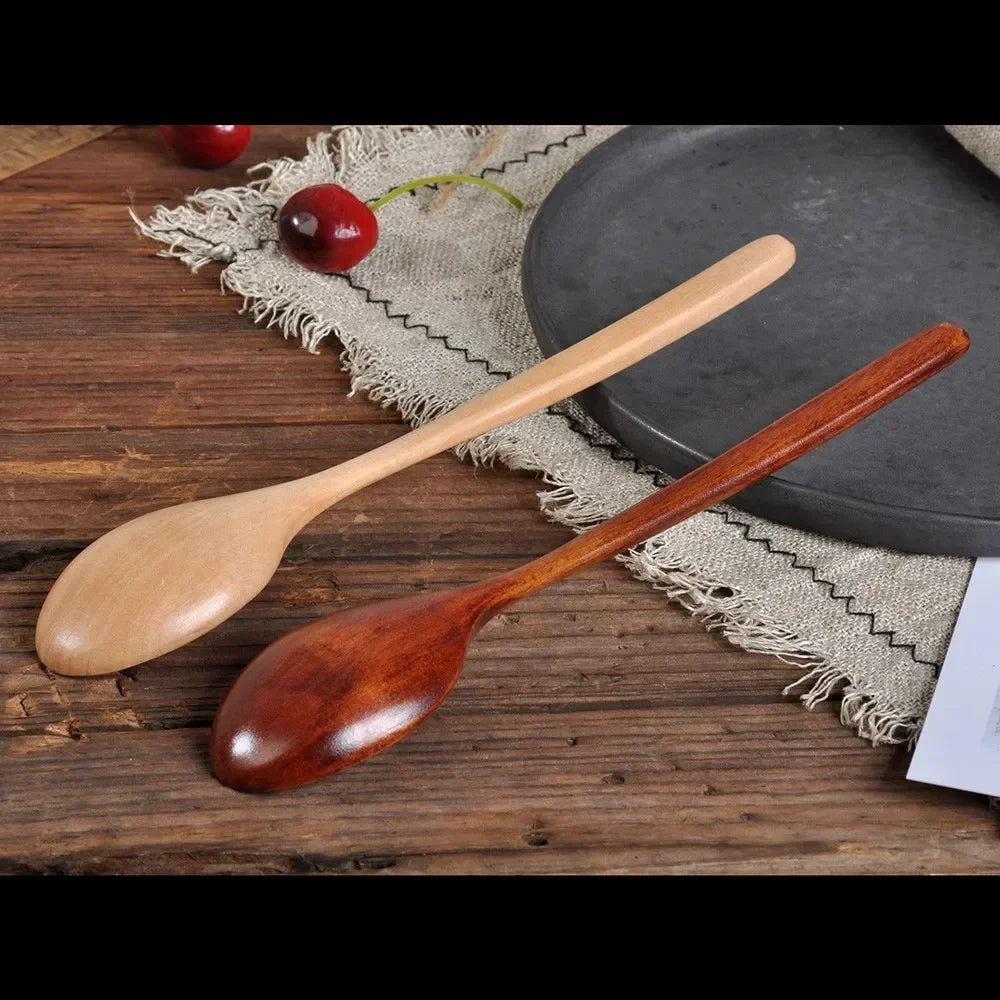 1/2pcs Wooden Spoon Kitchen Cooking Utensil Tools Soup Tea Spoon Tableware Catering Cooking Tool Coffee Soup Honey Spoon