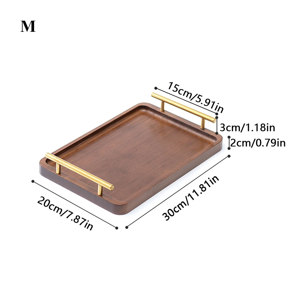 Wooden Serving Tray with Handles Bamboo Tea Tray Food Tray for Breakfast Coffee Dessert Snack Platter Home Coffee Table