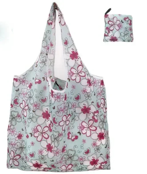 Tote Bags Flower Print Women's Grocery Handbags Outdoor Foldable Shopper Eco Shopping Bag Reusable Storage Bag Organizer Bags