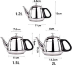2/1.5/1.2L Stainless Steel Teapot Kettle Tea Water Stove Coffee Pot Home Office Restaurant Kettle Whistling Kettle Teakettle