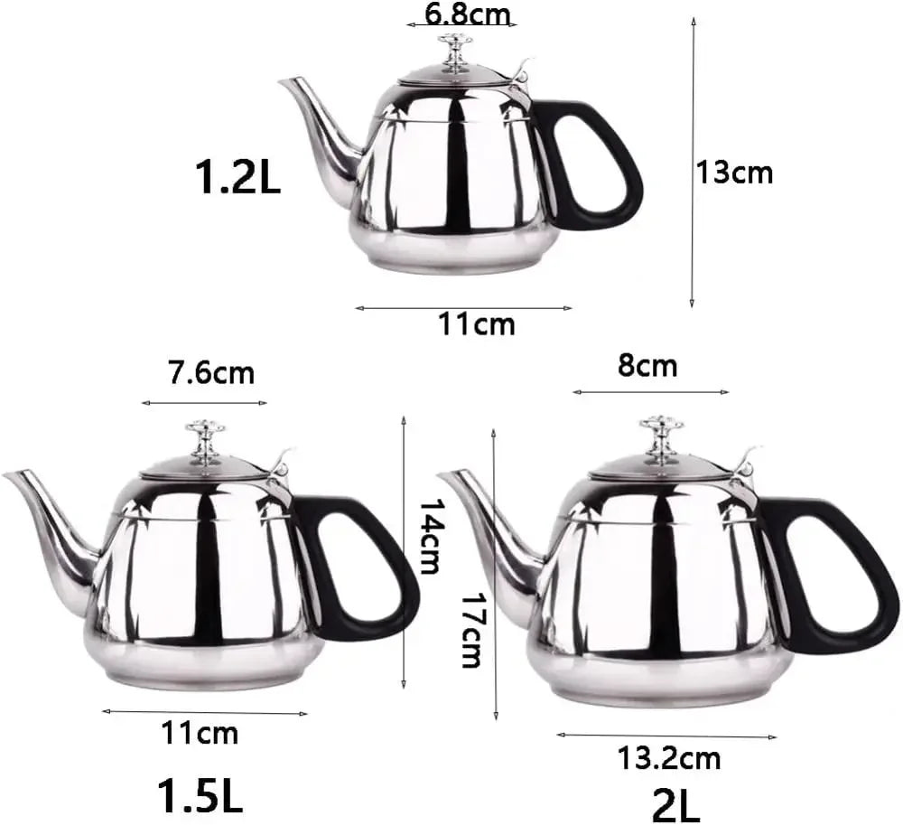 2/1.5/1.2L Stainless Steel Teapot Kettle Tea Water Stove Coffee Pot Home Office Restaurant Kettle Whistling Kettle Teakettle