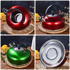 3L Stainless Steel for Hiking Cooking Ergonomic Handle Whistling Kettle Teakettle Stove Gas Water Kettle Teapot for Trips