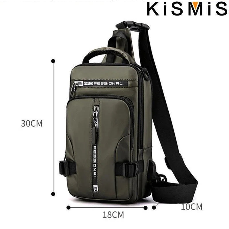 Men's Multifunction  Messenger Bag Shoulder Cloth Chest Bags Crossbody Casual Man USB Charging Handbag