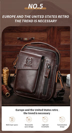 Casual Fashion Men's Messenger Bag's Business Portable Handbag Man Leather Shoulder Bag Mobile 6.5'' Phone Bags