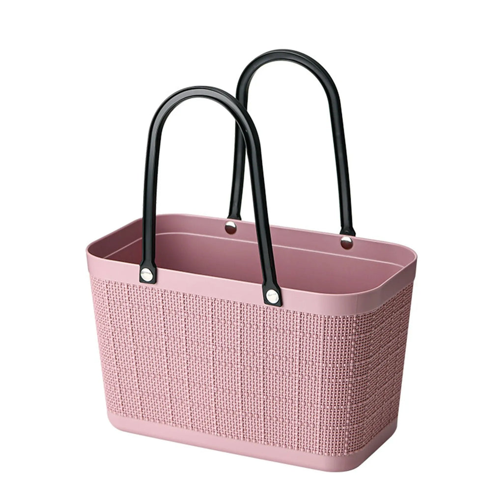 Portable Picnic Tote Shopping Bag Large Capacity  Bag, Large Plastic Utility Basket,Washable Beach Travel Handbag Storage Bags