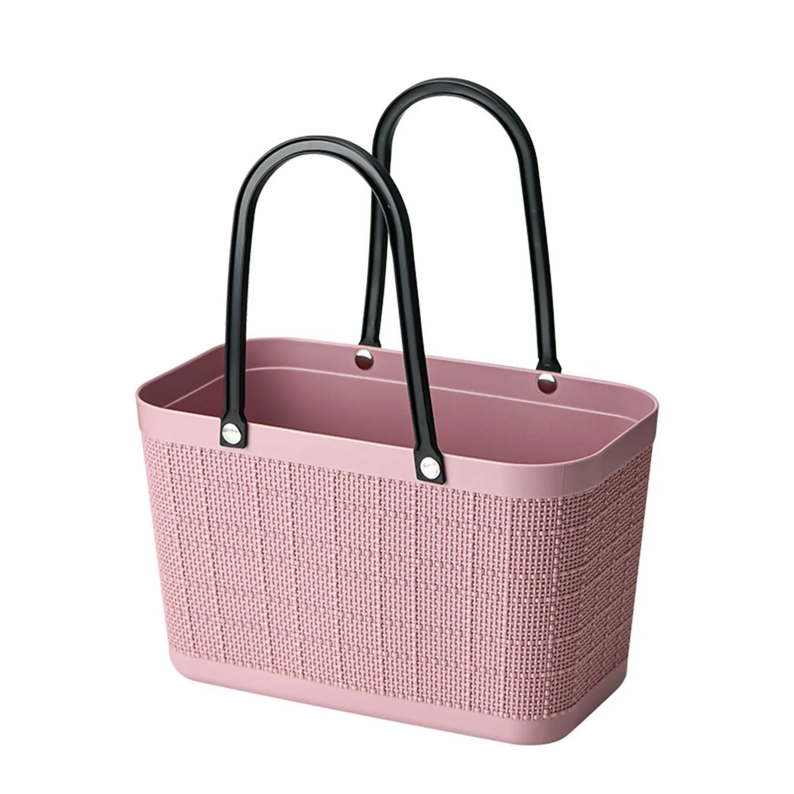 Portable Picnic Tote Shopping Bag Large Capacity  Bag, Large Plastic Utility Basket,Washable Beach Travel Handbag Storage Bags