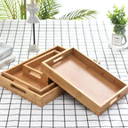 Wooden tray Bamboo tray 1PC Tea tray tableware holder Fruit bread dessert tea food tray with handle rectangle