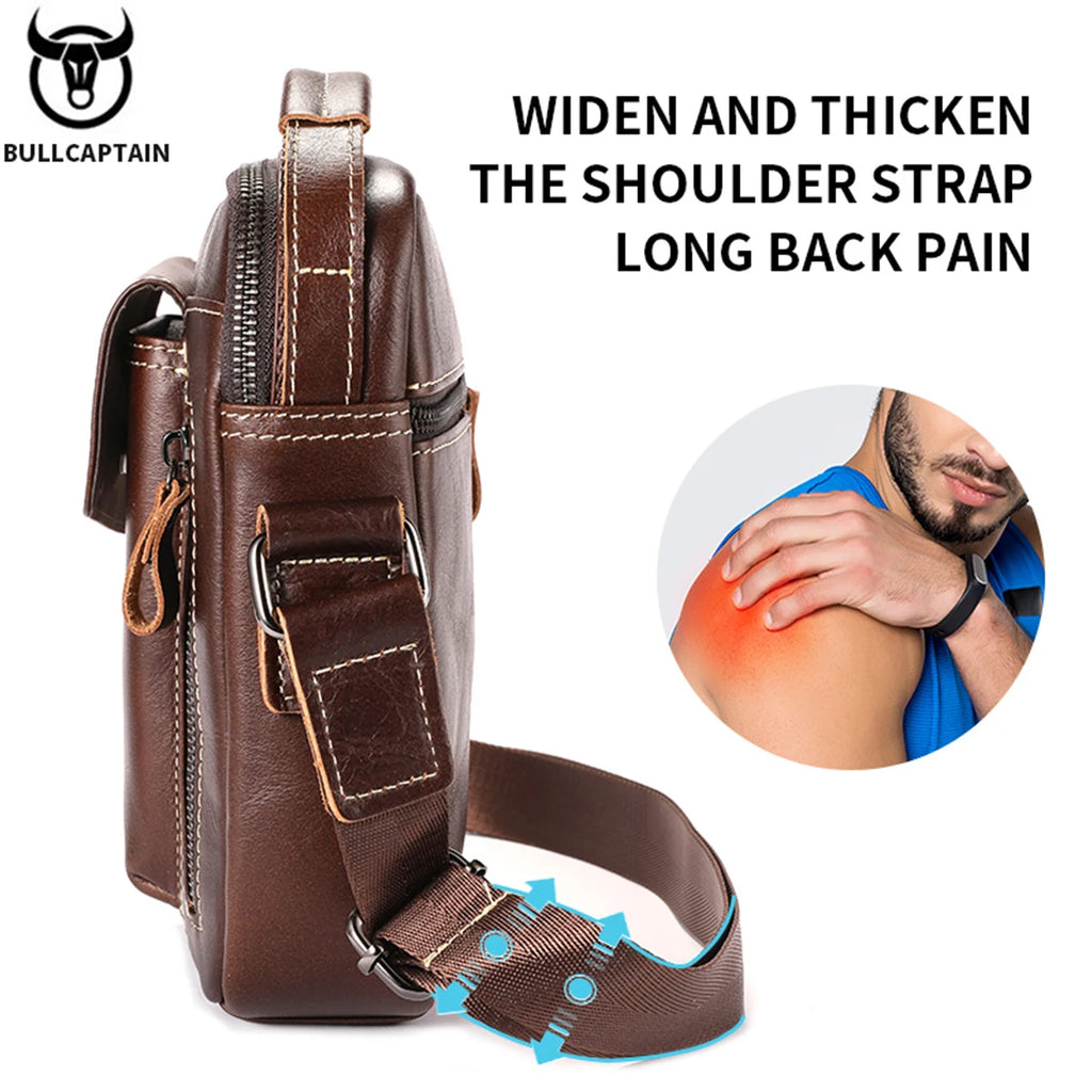 Casual Fashion Men's Messenger Bag's Business Portable Handbag Man Leather Shoulder Bag Mobile 6.5'' Phone Bags