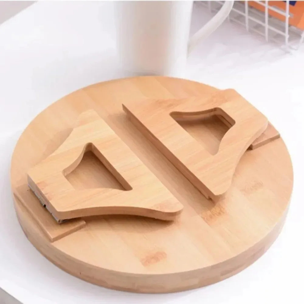 Sofa Tray Table Sofa Handrail Clip-on Tray Made Solid Wood Portability TV Food Multifunctional Portable Foldable Circular Tray