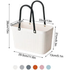 Portable Picnic Tote Shopping Bag Large Capacity  Bag, Large Plastic Utility Basket,Washable Beach Travel Handbag Storage Bags
