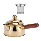 Portable Tea Kettle with Wood Handle Teapots Pot Jug Large Capacity Flat Bottom for Picnic Household Restaurant Kitchen Stovetop