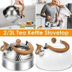 Tea Kettle with Anti-scald Handle Rustproof Whistling Tea Kettle Food Grade Stainless Steel Stove Top 3/2L Tea Pot Kitchen Tool