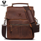 Genuine Leather Men's Shoulder Bag Luxury Work Business Messenger Bags Fashion Male Crossbody with Adjustable Straps