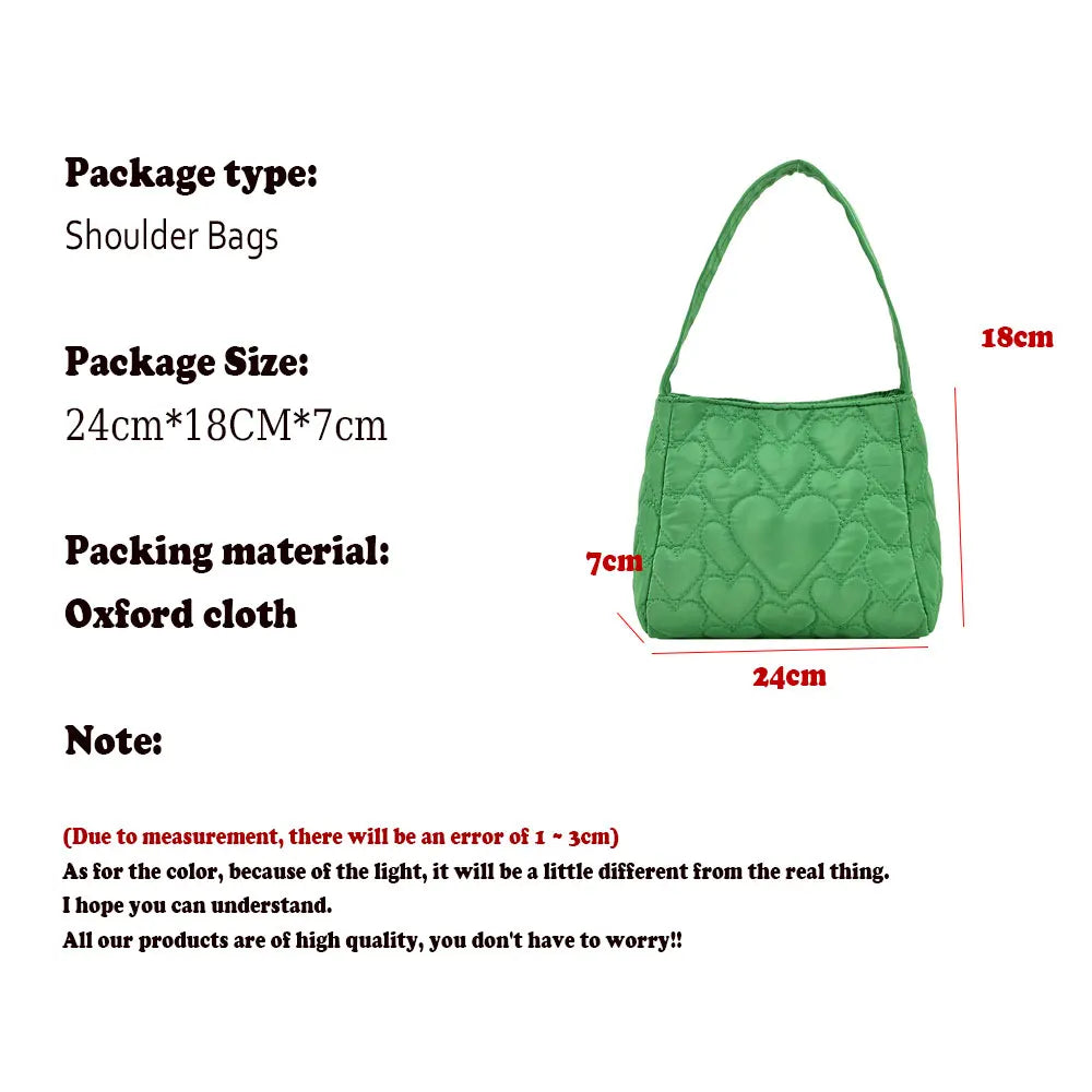 Tote Bags for Women Oxford Luxury Designer Handbags Purse Fashion Heart Winter Small Shoulder Bag Quilted Padded Top Handle Bag