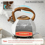 3L Stainless Steel Heat-Resistant Hammer Pattern Whistle Sound Kettle Wooden handle Boiling Kitchenware Gas Induction