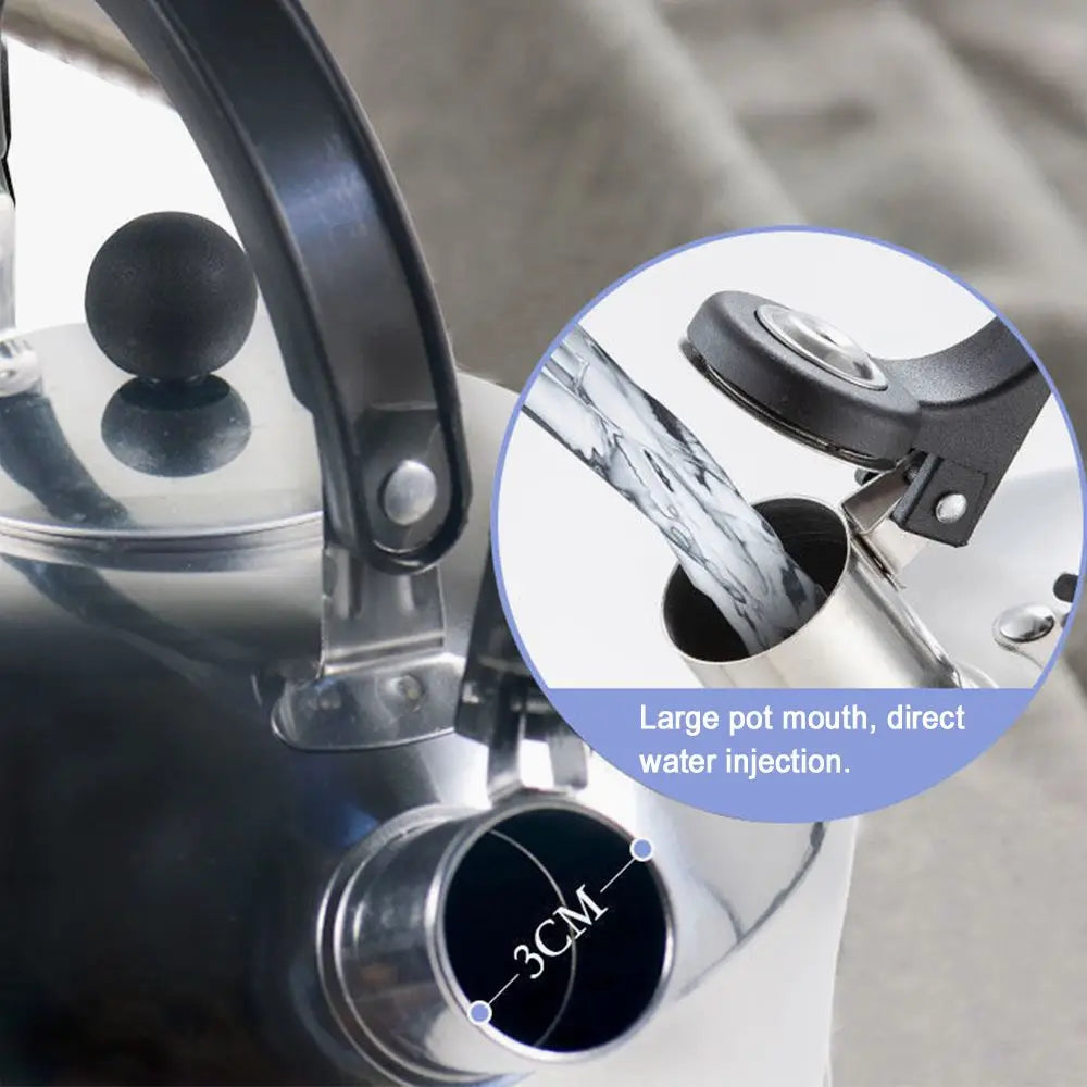 3L Durable for Home Office Restaurant Ergonomic Handle Whistling Kettle Stove Gas Water Kettle Teakettle Teapot for Trips