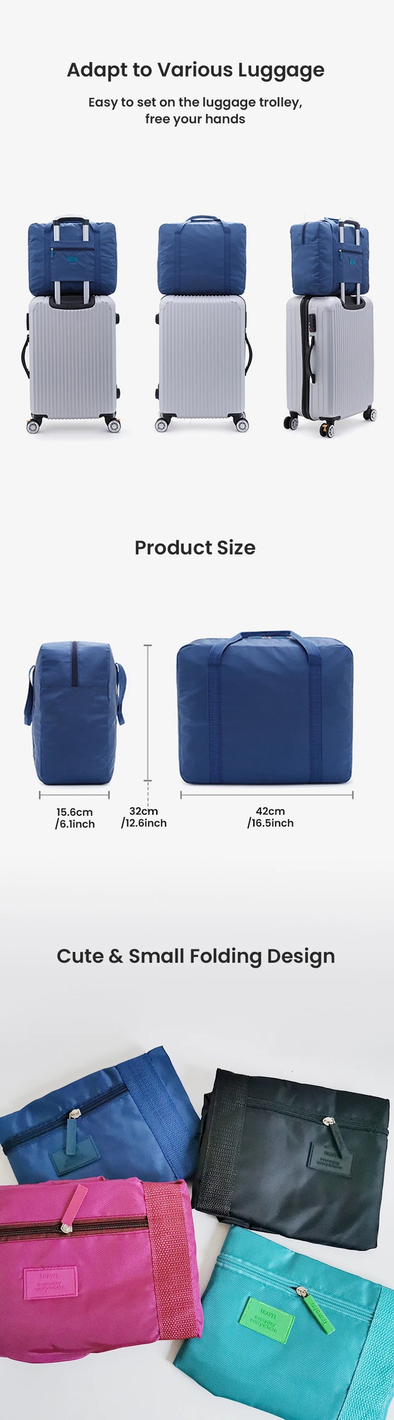 Lightweight Foldable Travel Duffel Bag: Unisex Tote Carry-On Luggage for Weekenders & Overnight Stays