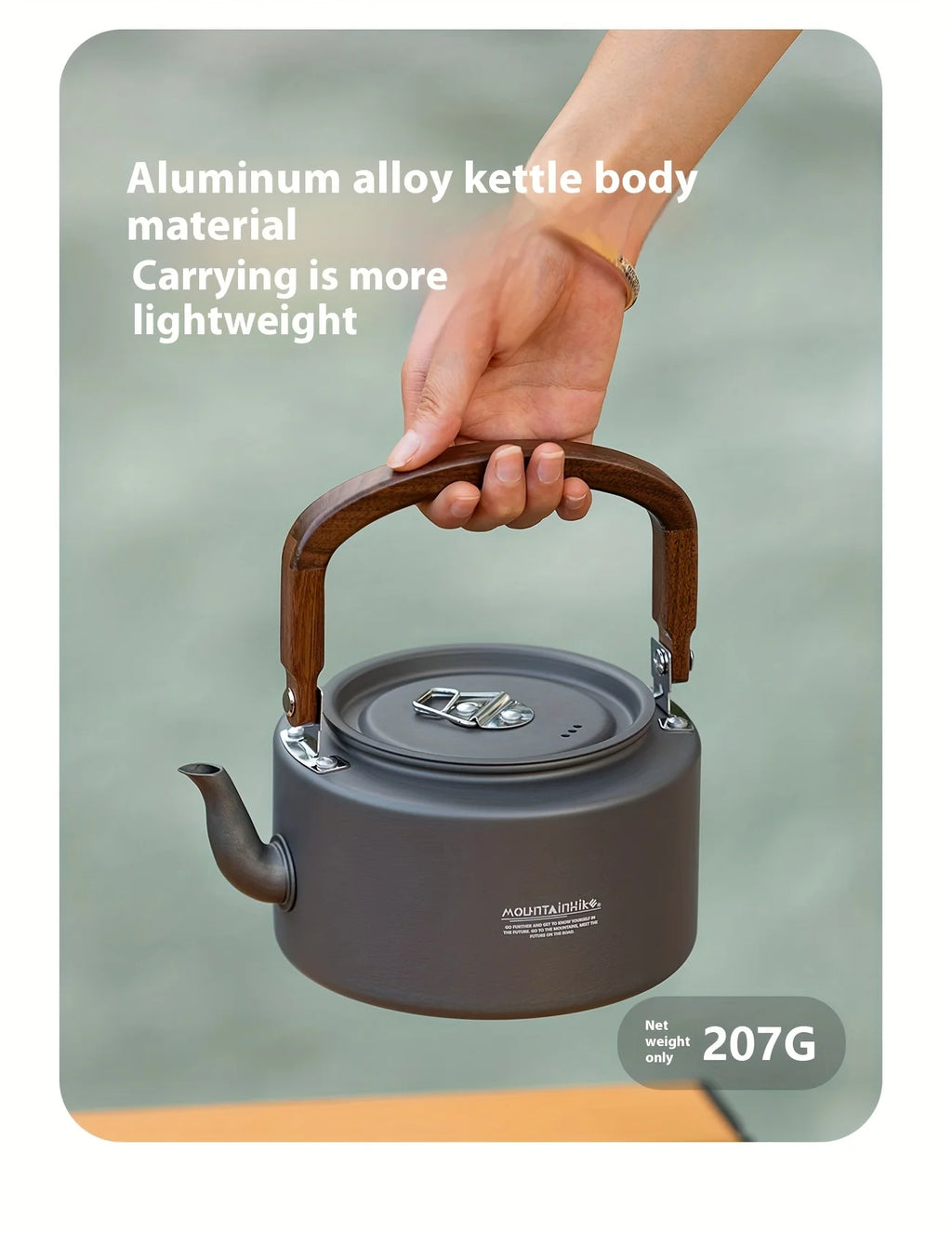 Camping Tea Kettle - Aluminum Alloy Construction, Wooden Handle, Portable Outdoor Kettle for Camping, Hiking, Durable Cookware