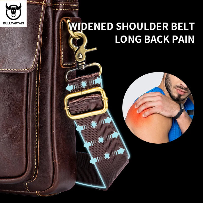 Men's Leather Shoulder Bag, Retro Business Crossbody Bag, Large Capacity Fashion Casual Youth Student Handbag