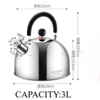 304 Stainless Steel Whistle Kettle 1.5-5L Multiple Sizes Large Capacity Sounding Kettle for Induction Stove Kitchen Supplies