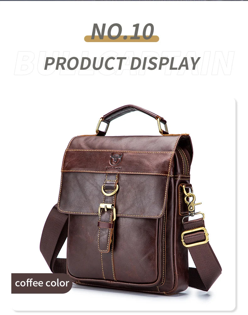 Men's Leather Shoulder Bag, Retro Business Crossbody Bag, Large Capacity Fashion Casual Youth Student Handbag