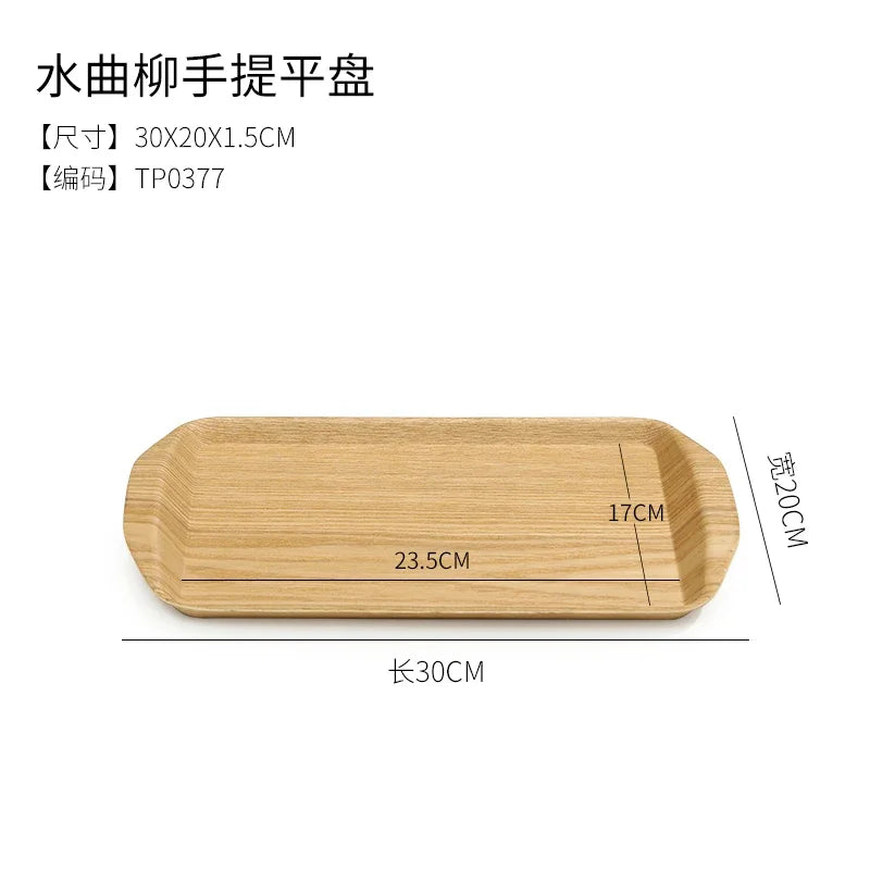 Wooden Tray Cake Bread Tray Put Water Cup Flat Tray Household Kitchen Storage Tray