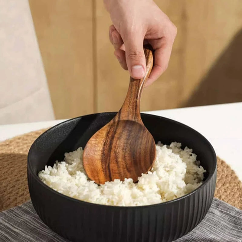Wood Rice Spoon Wooden Kitchen Spoon Rice Paddle Scoop Ladle Tablespoon Big Serving Spoon Tableware Kitchen Utensils Cooking Too