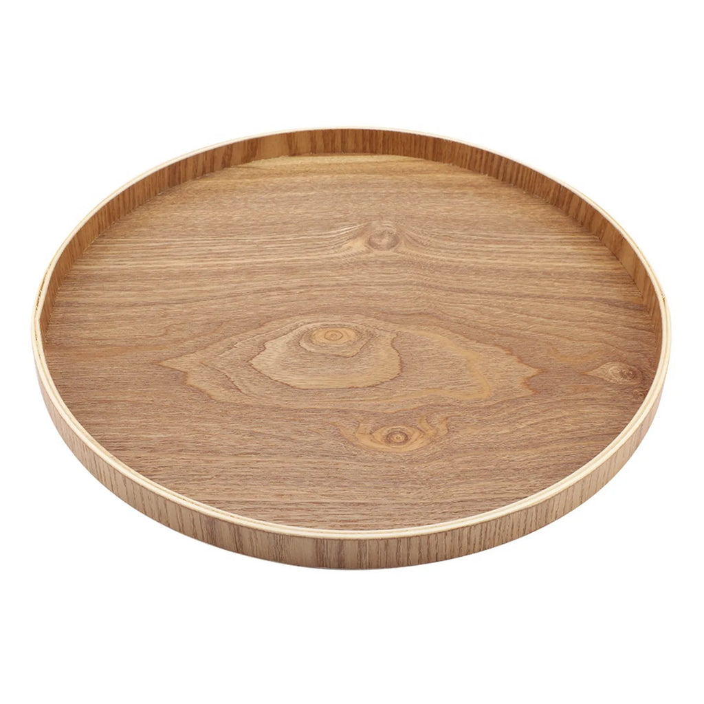 Wooden Serving Tray Tea Plate Fruits Candies Food Tray Home Decoration Round Tableware Salad Dessert Plate Kitchen Accessories