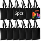 6 Pack Blank DIY Tote Bags-Washable, Reusable Grocery Bags for Heat Transfer/Sublimation Projects, Ideal for Shopping & Errands