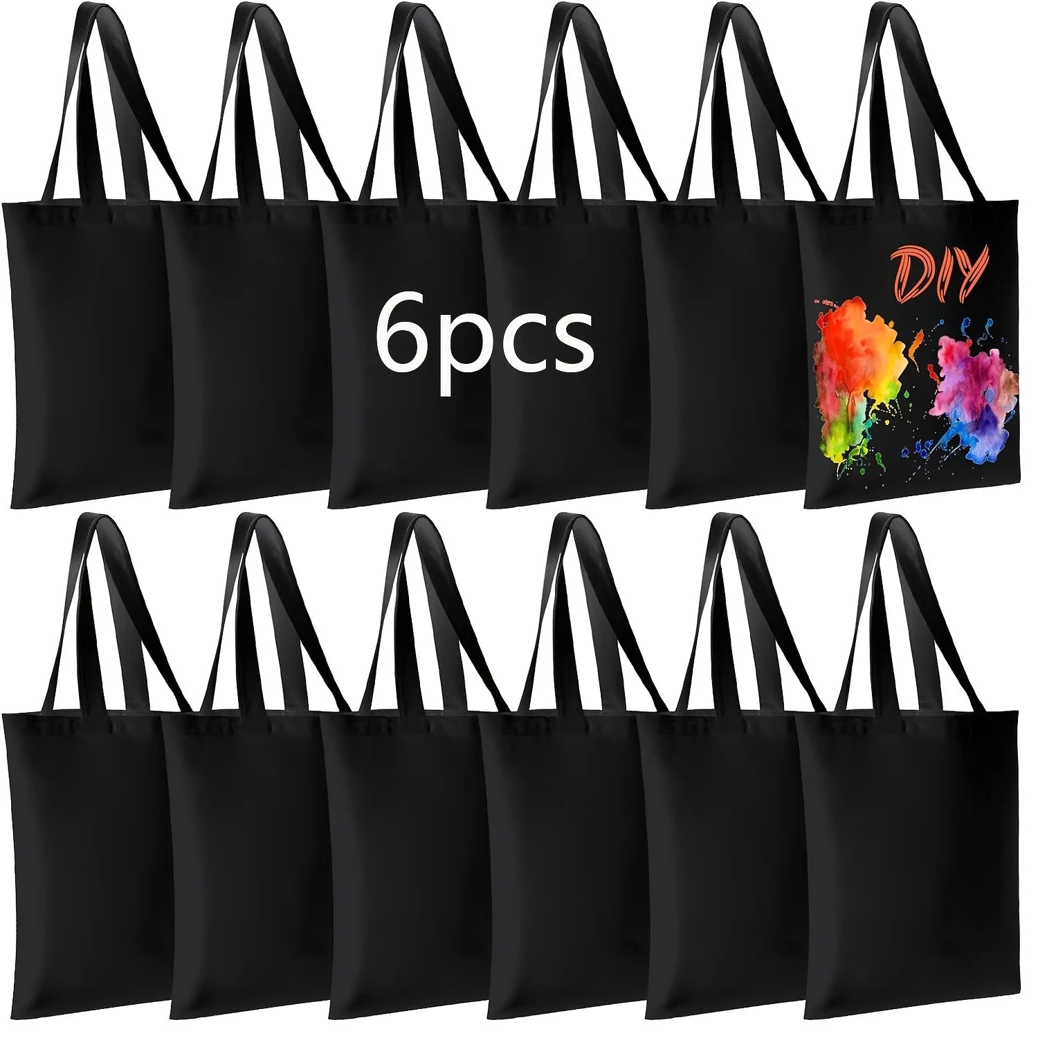 6 Pack Blank DIY Tote Bags-Washable, Reusable Grocery Bags for Heat Transfer/Sublimation Projects, Ideal for Shopping & Errands