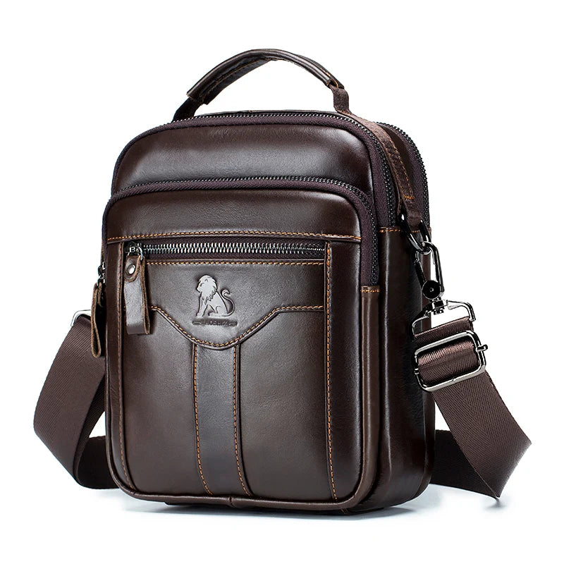 Men's crossbody bag, fashionable leather bag, trendy retro men's top layer cowhide shoulder bag